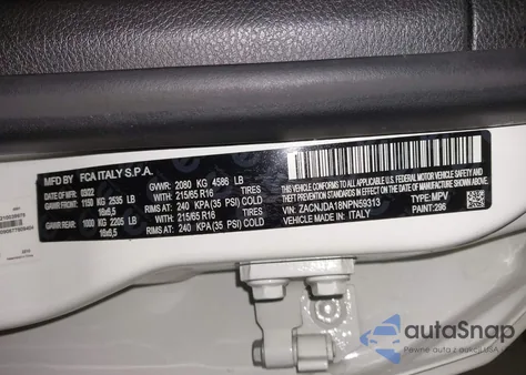 2022 Jeep Renegade Sport 4X4 z USA, uszkodzony, nr VIN ZACNJDA18NPN59313